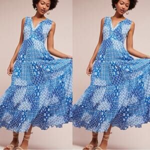Anthropologie Cloud Nine Maxi Dress x Raga Blue/White Sleeveless